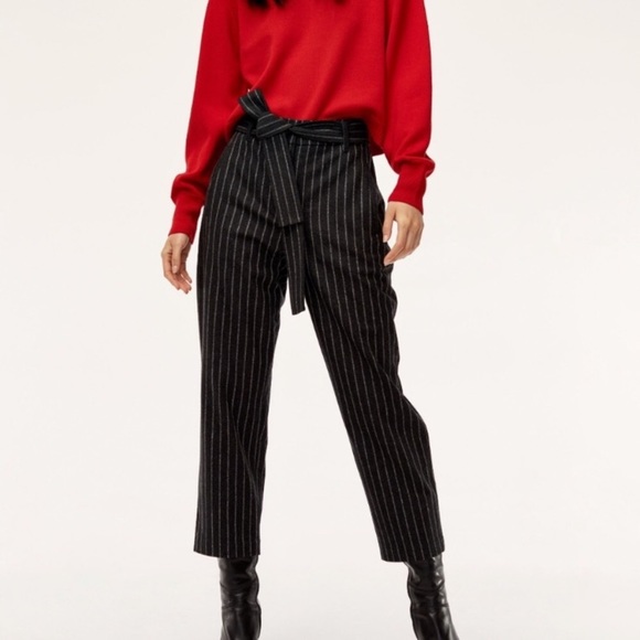 Aritzia Pants - Aritzia Wilfred Tie Front Wool Gray Crop Trousers